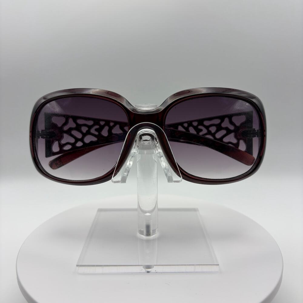 Foster Grant Burgundy Oversized Gradient Sunglasses Heart Cutout Temples Y2K